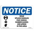 thumbnail image 1 of OSHA Notice Sign - NOTICE Wear Splash Goggles Shield Gloves Apron | Decal | Protect Your Business, Construction Site |  Made in the USA, 1 of 4