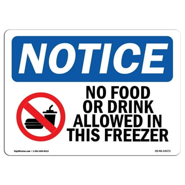 OSHA Notice Sign - No Food Or Drink Allowed In Sign With Symbol | Decal | Protect Your Business, Construction Site |  Made in the USA