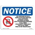 thumbnail image 1 of OSHA Notice Sign - No Lifeguard On Duty Swim At Sign With Symbol | Decal | Protect Your Business, Construction Site |  Made in the USA, 1 of 4