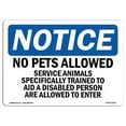 thumbnail image 1 of OSHA Notice Sign - No Pets Service Animals Allowed, 1 of 1