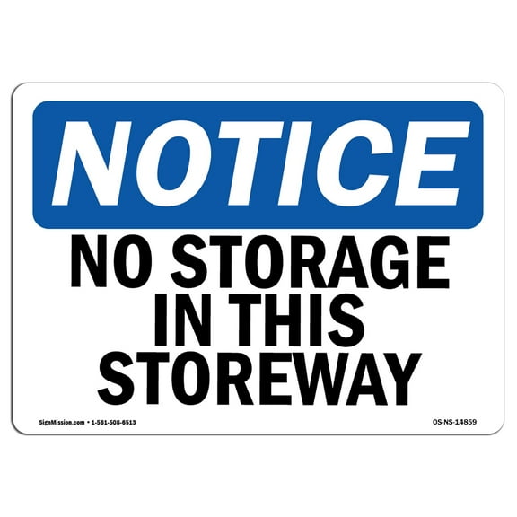 OSHA Notice Sign - No Storage In This Doorway | Decal | Protect Your Business, Construction Site, Warehouse & Shop Area |  Made in the USA
