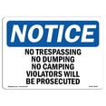 thumbnail image 1 of OSHA Notice Sign - No Trespassing No Dumping No Camping Violators | Plastic Sign | Protect Your Business, Work Site, Warehouse |  Made in the USA, 1 of 5