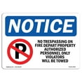 thumbnail image 1 of OSHA Notice Sign - No Trespassing On Fire Dept | Plastic Sign | Protect Your Business, Construction Site, Warehouse & Shop Area |  Made in the USA, 1 of 5