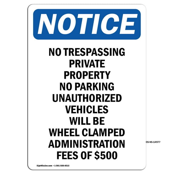 OSHA Notice Sign - No Trespassing Private Property | Decal | Protect Your Business, Construction Site, Warehouse | Made in the USA