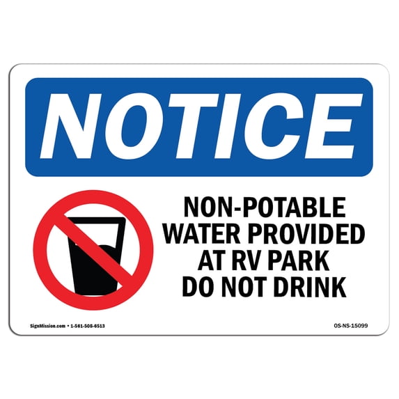 OSHA Notice Sign - Non-Potable Water Provided At | Plastic Sign | Protect Your Business, Construction Site, Warehouse & Shop Area | Made in the USA