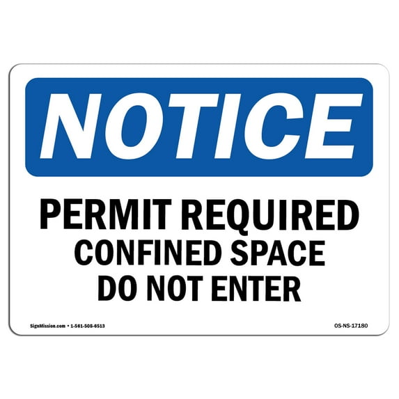 OSHA Notice Sign - Permit Required Confined Space Do Not Enter | Decal | Protect Your Business, Construction Site | Made in the USA