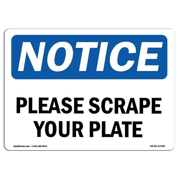 OSHA Notice Sign - Please Scrape Your Plate | Decal | Protect Your Business, Construction Site, Warehouse & Shop Area | Made in the USA