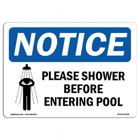OSHA Notice Sign - Please Shower Before Entering Pool Sign