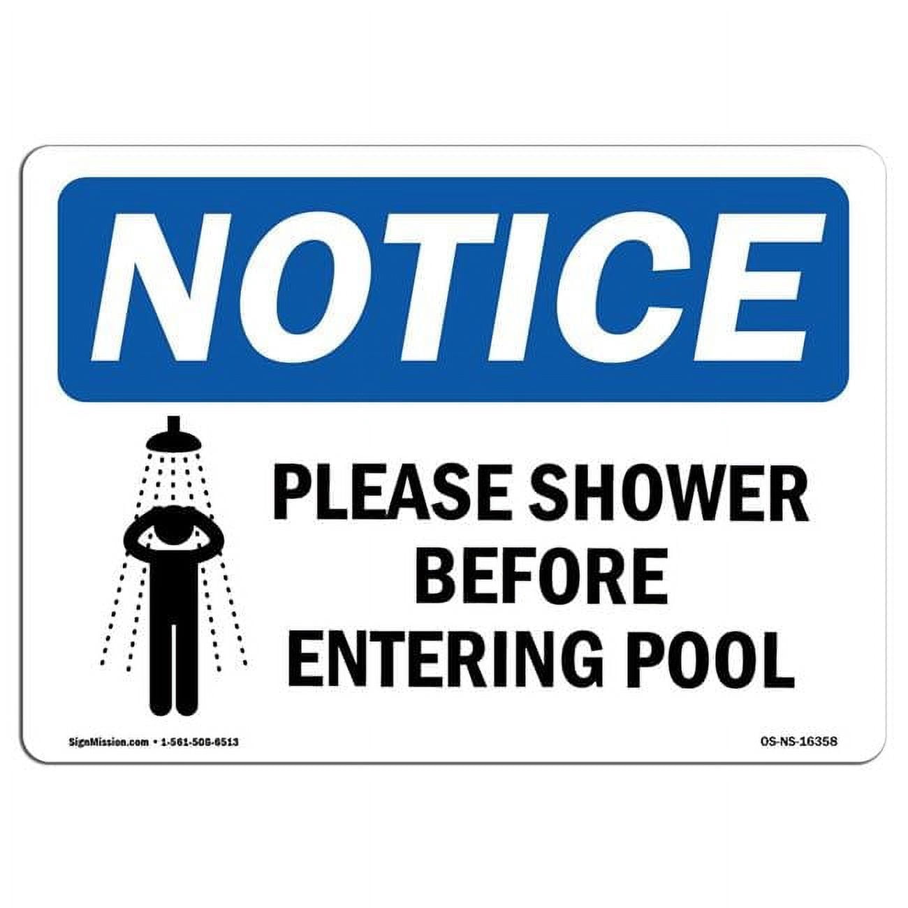 2705 Sign OSHA Notice Sign - Please Shower Before Entering Pool - Walmart.com