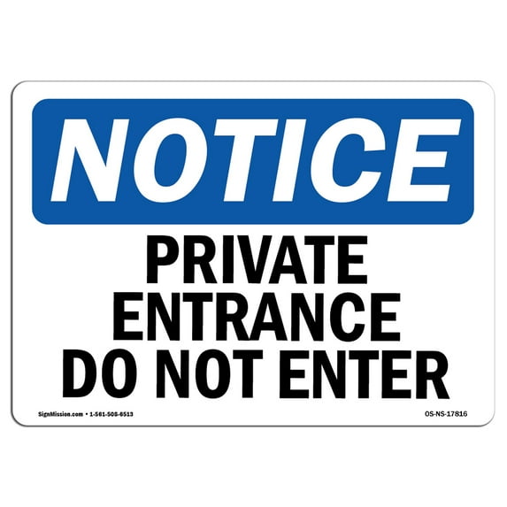 OSHA Notice Sign - Private Office Do Not Enter | Plastic Sign | Protect Your Business, Construction Site, Warehouse & Shop Area | Made in the USA