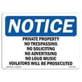 thumbnail image 1 of OSHA Notice Sign - Private Property No Trespassing No Soliciting | Plastic Sign | Protect Your Business, Work Site, Warehouse & Shop Area | Made in the USA, 1 of 5