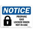 thumbnail image 1 of OSHA Notice Sign - Propane Cage Locked When Not in Use with Symbol, 1 of 1