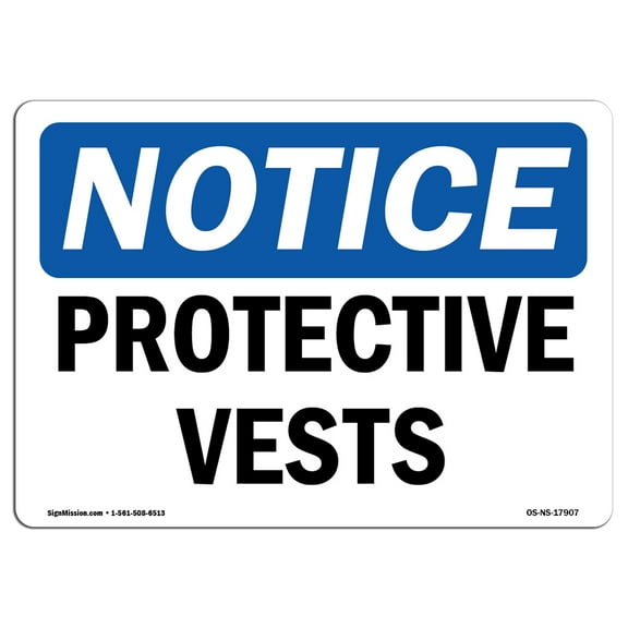 OSHA Notice Sign - Protective Vests | Decal | Protect Your Business, Construction Site, Warehouse & Shop Area |  Made in the USA