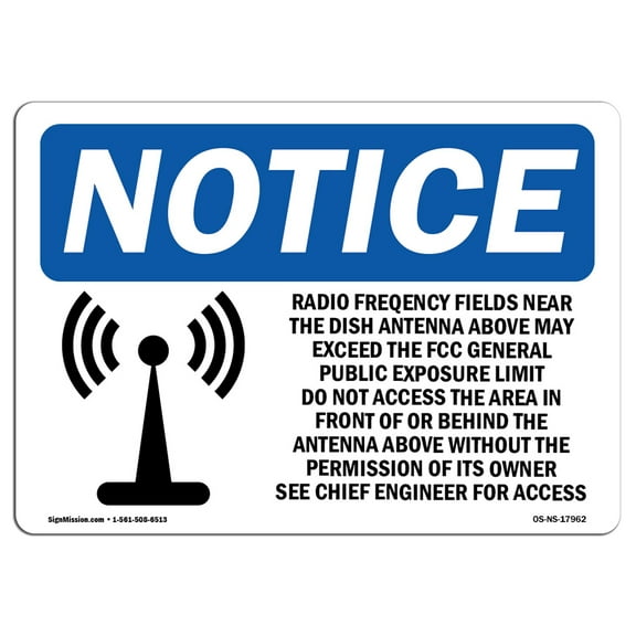 OSHA Notice Sign - Radio Frequency Fields Near Sign With Symbol | Decal | Protect Your Business, Construction Site |  Made in the USA