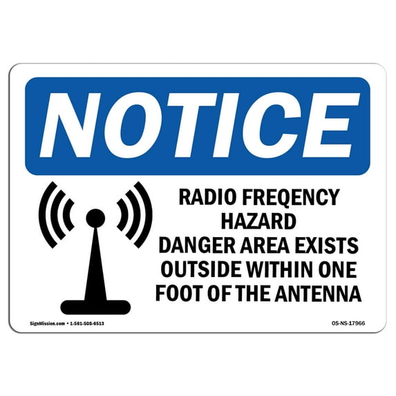 OSHA Notice Sign - Radio Frequency Hazard Danger Sign With Symbol | Decal | Protect Your Business, Construction Site | Made in the USA
