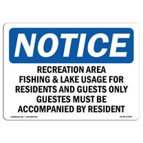 OSHA Notice Sign - Recreation Areas Fishing & Lake Usage For | Decal | Protect Your Business, Construction Site |  Made in the USA
