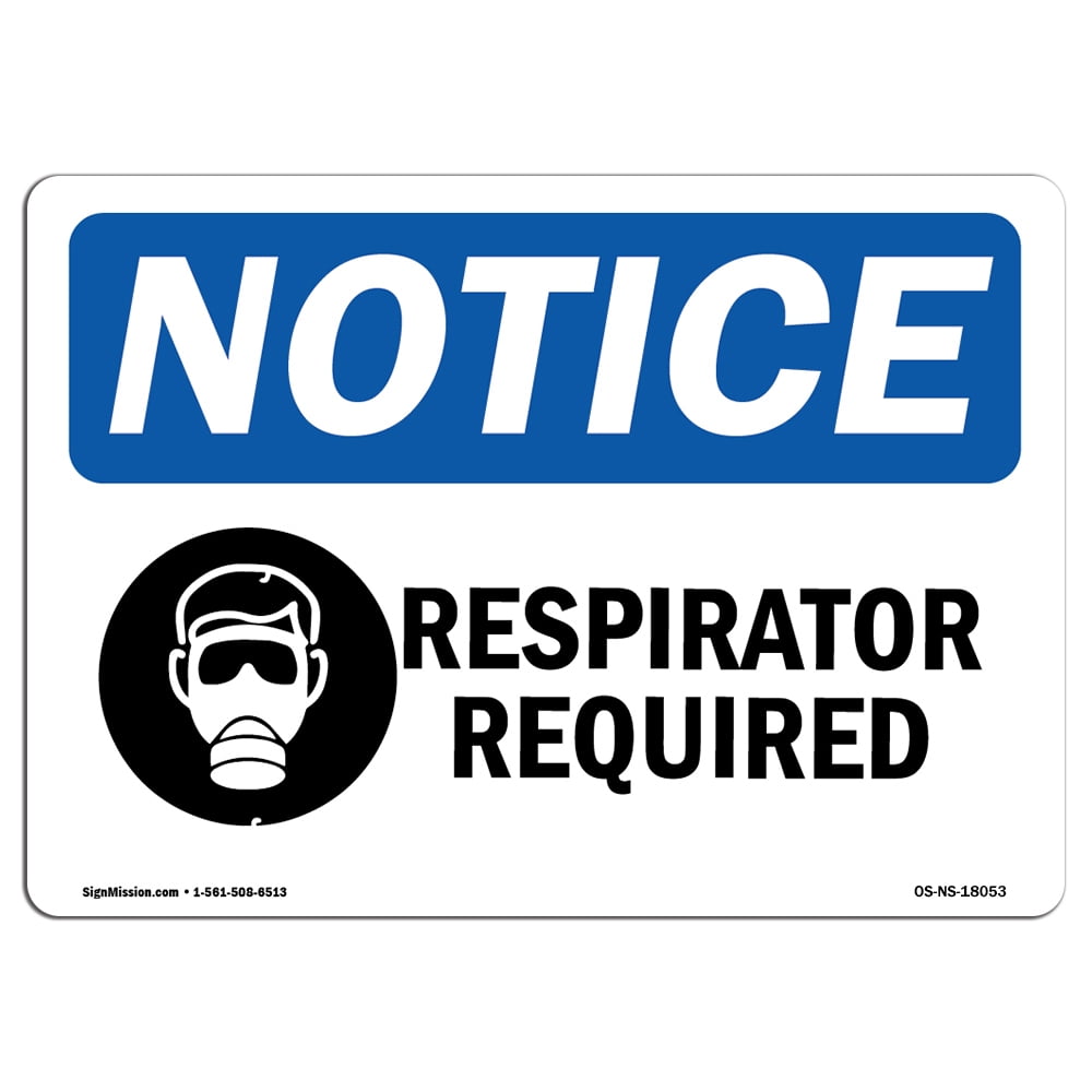 OSHA Notice Sign Respirator Required Sign With Symbol Decal