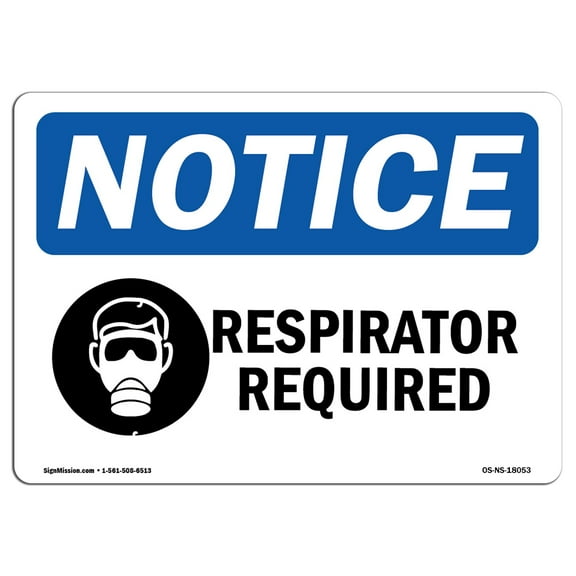 OSHA Notice Sign - Respirator Required Sign With Symbol | Decal | Protect Your Business, Construction Site, Warehouse |  Made in the USA