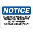 thumbnail image 1 of OSHA Notice Sign - Restricted Access Area Excavation Prohibited | Plastic Sign | Protect Your Business, Work Site, Warehouse & Shop Area |  Made in the USA, 1 of 5