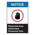 thumbnail image 1 of OSHA Notice Sign - Restricted Area Authorized Personnel Only | Vinyl Decal | Protect Your Business, Construction Site, Warehouse & Shop Area | Made in the USA, 1 of 4
