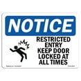 thumbnail image 1 of OSHA Notice Sign - Restricted Entry Keep Door Locked Sign With Symbol | Decal | Protect Your Business, Work Site |  Made in the USA, 1 of 4