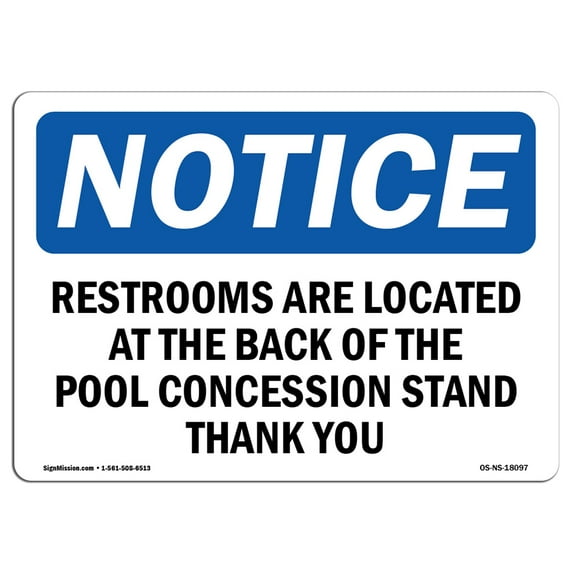 OSHA Notice Sign - Restrooms Are Located At The Back Of The | Plastic Sign | Protect Your Business, Work Site, Warehouse & Shop Area | Made in the USA