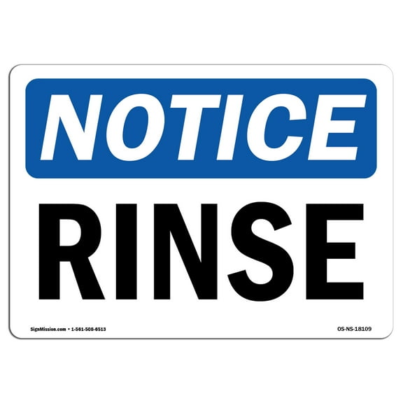 OSHA Notice Sign - Rinse | Decal | Protect Your Business, Construction Site, Warehouse & Shop Area |  Made in the USA