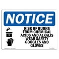 thumbnail image 1 of OSHA Notice Sign - Risk Of Burns From Chemical Sign With Symbol | Decal | Protect Your Business, Construction Site |  Made in the USA, 1 of 4