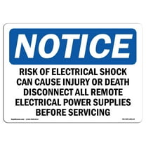 OSHA Notice Sign - Risk Of Electrical Shock Can Cause Injury | Decal | Protect Your Business, Construction Site |  Made in the USA