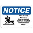 thumbnail image 1 of OSHA Notice Sign - Risk Of Fall Keep Off! Plastic Sign With Symbol | Decal | Protect Your Business, Construction Site |  Made in the USA, 1 of 4