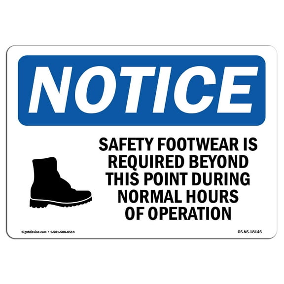 OSHA Notice Sign - Safety Footwear Is Required Sign With Symbol | Decal | Protect Your Business, Construction Site |  Made in the USA
