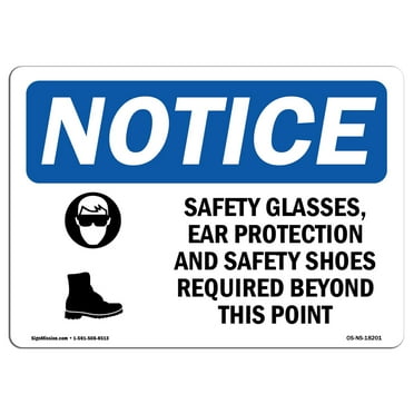 OSHA Notice Sign - Safety Glasses Ear Protection | Plastic Sign | Protect Your Business Construction Site Warehouse & Shop Area |  Made in the USA
