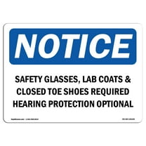 OSHA Notice Sign - Safety Glasses Lab Coats & Closed Toe Shoes | Decal | Protect Your Business, Construction Site | Made in the USA