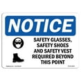thumbnail image 1 of OSHA Notice Sign - Safety Glasses Safety Shoes | Plastic Sign | Protect Your Business Construction Site Warehouse & Shop Area |  Made in the USA, 1 of 5