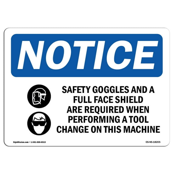 OSHA Notice Sign - Safety Goggles And A Full Face Sign With Symbol | Decal | Protect Your Business, Construction Site | Made in the USA