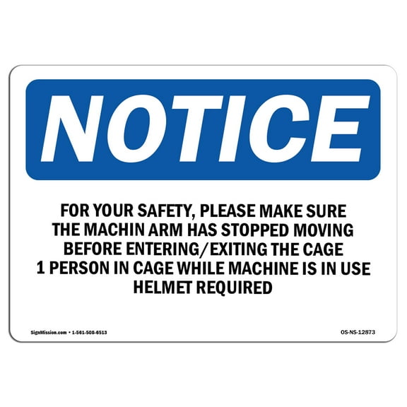 OSHA Notice Sign - For Your Safety Please Make Sure The Machine | Plastic Sign | Protect Your Business, Work Site, Warehouse & Shop Area |  Made in the USA