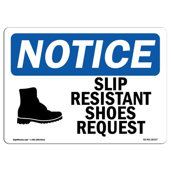 OSHA Notice Sign - Slip Resistant Shoes Required Sign With Symbol | Decal | Protect Your Business, Construction Site |  Made in the USA
