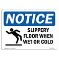 thumbnail image 1 of OSHA Notice Sign - Slippery Floor When Wet Or Cold | Plastic Sign | Protect Your Business, Construction Site, Warehouse & Shop Area |  Made in the USA, 1 of 5
