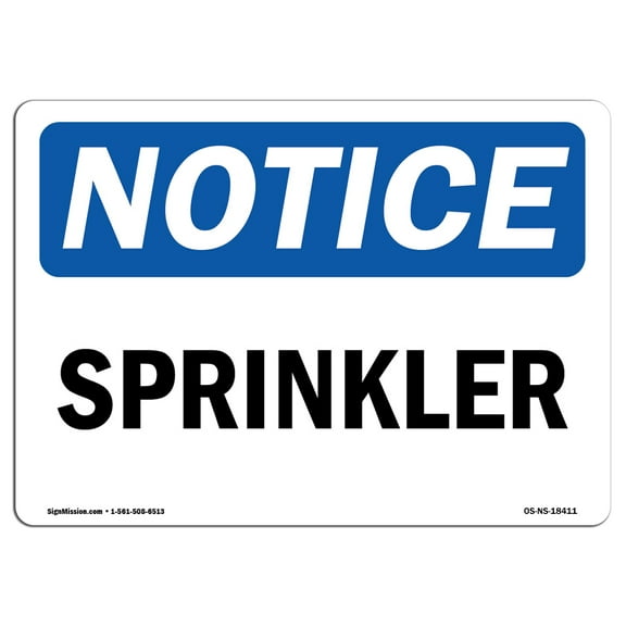 OSHA Notice Sign - Sprinkler | Decal | Protect Your Business, Construction Site, Warehouse & Shop Area |  Made in the USA