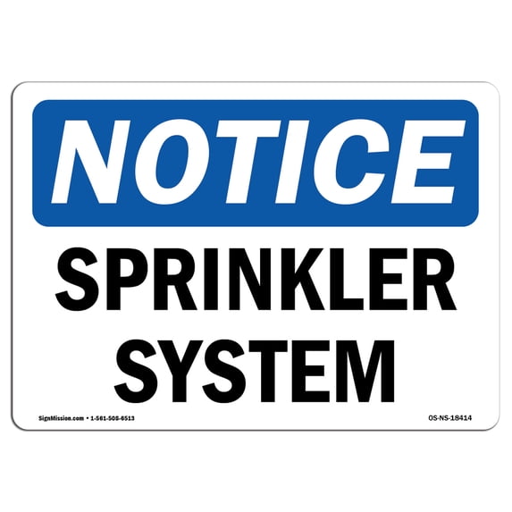 OSHA Notice Sign - Sprinkler System | Aluminum Sign | Protect Your Business, Construction Site, Warehouse & Shop Area | Made in the USA
