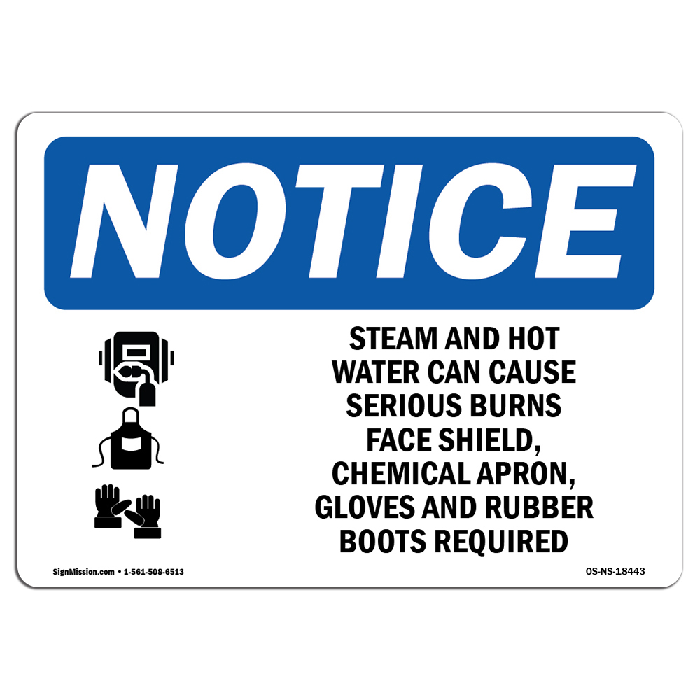 OSHA Notice Sign Steam And Hot Water Can Cause Sign With Symbol OSHA Notice Sign Steam And Hot Water Can Cause Sign With Symbol
