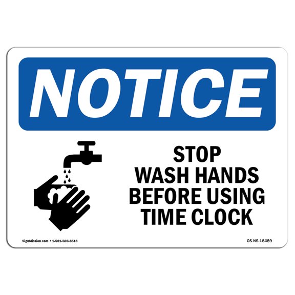 OSHA Notice Sign - Stop Wash Hands Before Using Sign With Symbol | Decal | Protect Your Business, Construction Site | Made in the USA