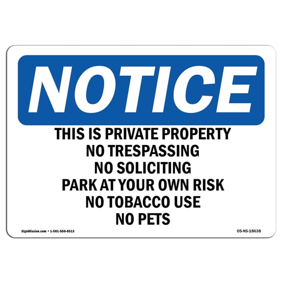 OSHA Notice Sign - This Is Private Property No Trespassing | Decal | Protect Your Business, Construction Site |  Made in the USA