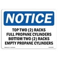 thumbnail image 1 of OSHA Notice Sign - Top Two (2) Racks Full Propane | Plastic Sign | Protect Your Business, Construction Site, Warehouse & Shop Area |  Made in the USA, 1 of 5