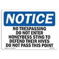 thumbnail image 1 of OSHA Notice Sign - No Trespassing Do Not Enter Honeybees Sting | Plastic Sign | Protect Your Business, Work Site, Warehouse & Shop Area |  Made in the USA, 1 of 5