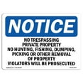 thumbnail image 1 of OSHA Notice Sign - No Trespassing Private Property No Hunting | Plastic Sign | Protect Your Business Work Site Warehouse & Shop Area |  Made in the USA, 1 of 5
