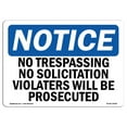 thumbnail image 1 of OSHA Notice Sign - No Trespassing No Solicitation Violators | Plastic Sign | Protect Your Business, Work Site, Warehouse & Shop Area |  Made in the USA, 1 of 5