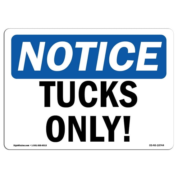 OSHA Notice Sign - Trucks Only! | Plastic Sign | Protect Your Business, Construction Site, Warehouse & Shop Area | Made in the USA