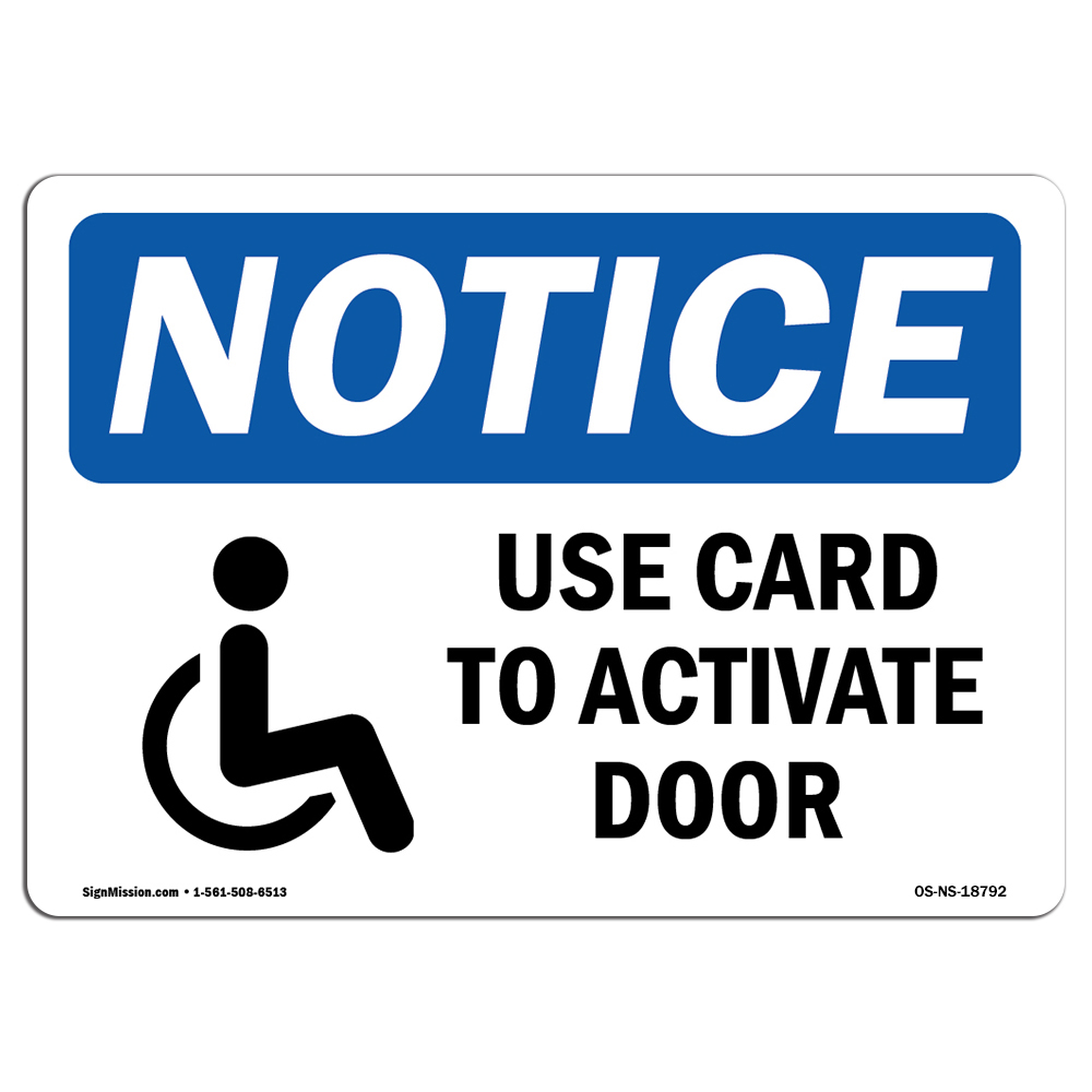 OSHA Notice Sign - Use Card To Activate Door Sign With Symbol | Decal ...