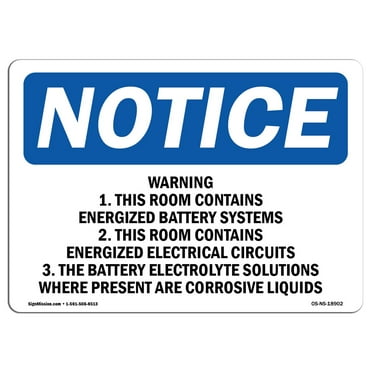 OSHA Notice Sign - Warning 1. This Room Contains Energized | Decal | Protect Your Business, Construction Site |  Made in the USA